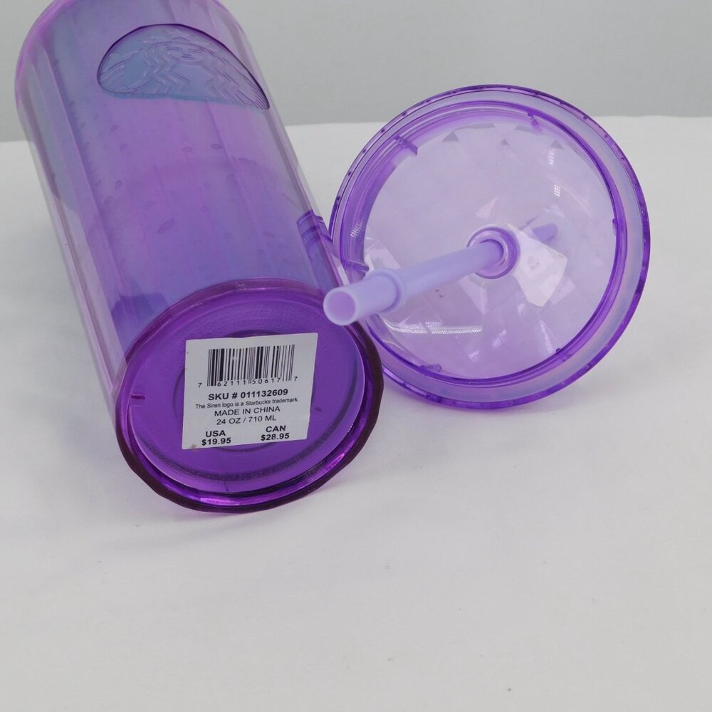 Starbucks Fall 2022 Dark Purple Kaleidoscope Dome Lid 24oz Venti Tumbler Straw - Picture 8 of 8